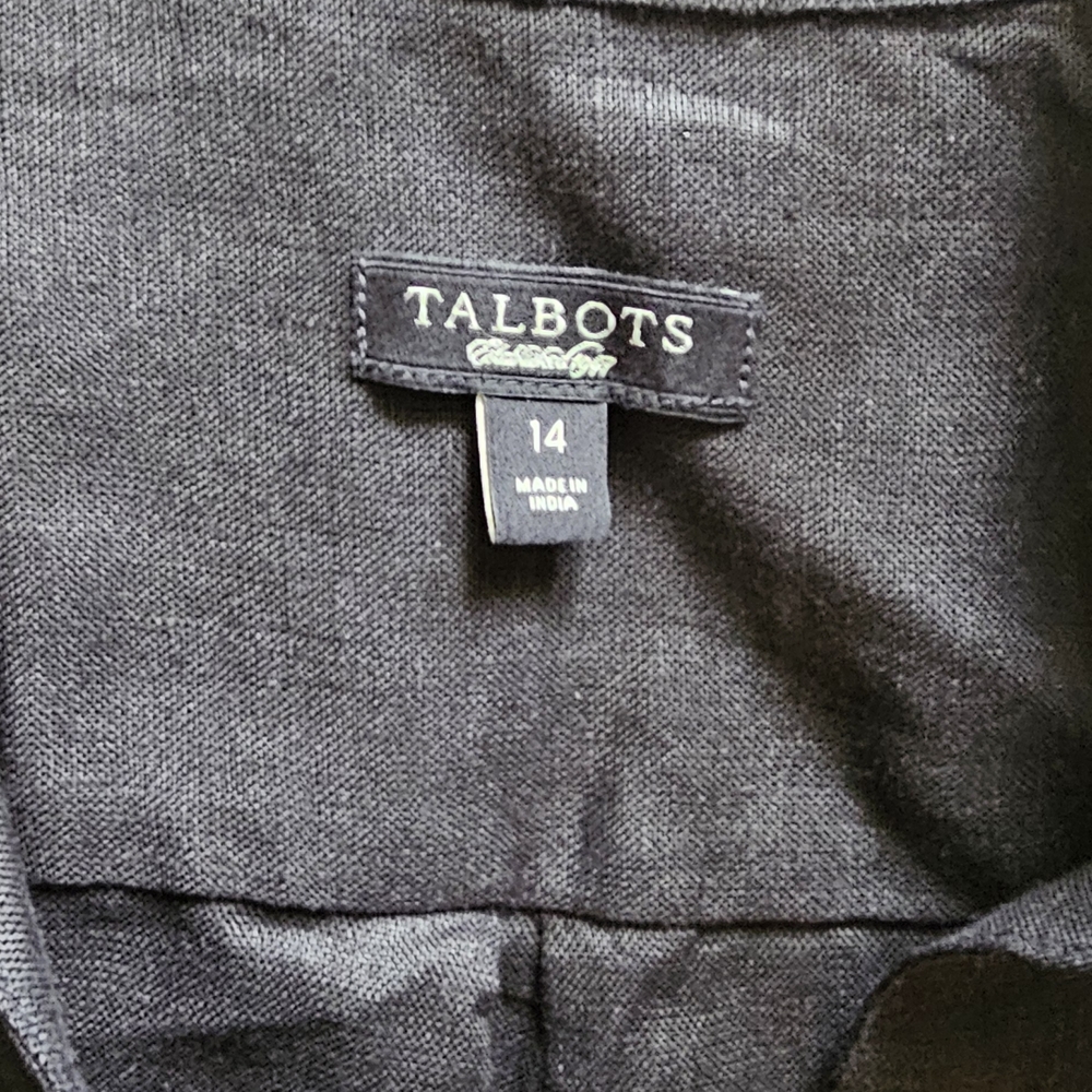 Talbots Women's Top Blouse Size 14 Irish Linen Solid Black Button Up 3/4 Sleeves - Picture 3 of 5